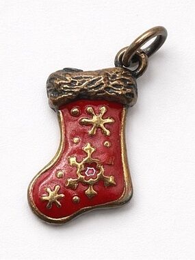 James Avery Red and Gold Enamel Christmas Stocking Charm
